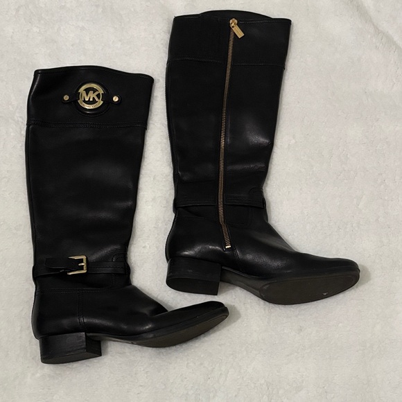 Michael Kors Shoes - Michael Kors 7.5 Black Boots with Gold Accents